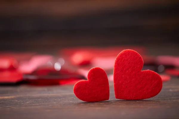 Rote Herzen Festlicher Hintergrund Für Den Februar Den Valentinstag — Stockfoto