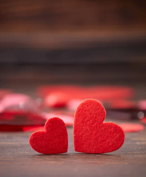 Corazones Rojos Fondo Festivo Para Febrero Día San Valentín —  Fotos de Stock