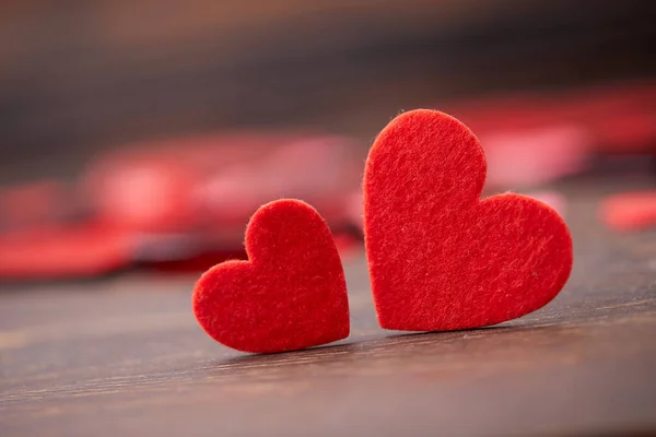 Rote Herzen Festlicher Hintergrund Für Den Februar Den Valentinstag Stockfoto