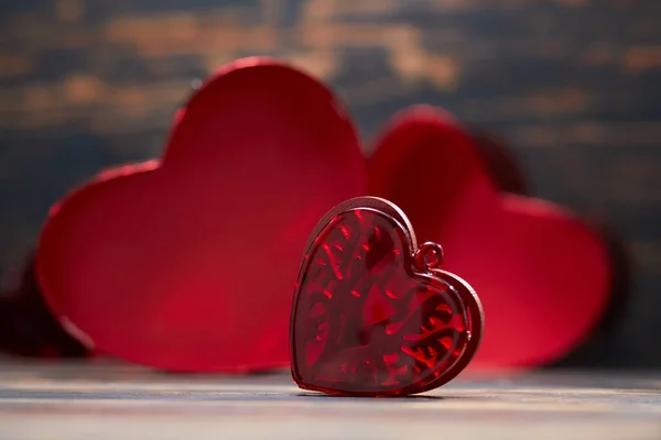 Красные Сердца Праздничный Фон Февраля День Святого Валентина — стоковое фото