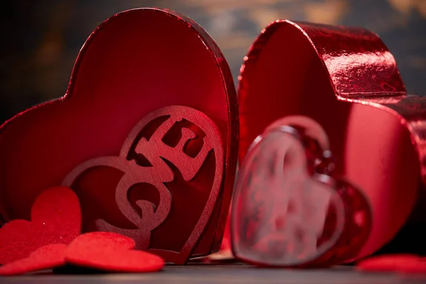 Corazones Rojos Fondo Festivo Para Febrero Día San Valentín — Foto de Stock