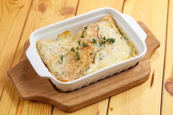 Pancakes Roasted Mushrooms Cheese Vegetables — Stock Photo, Image