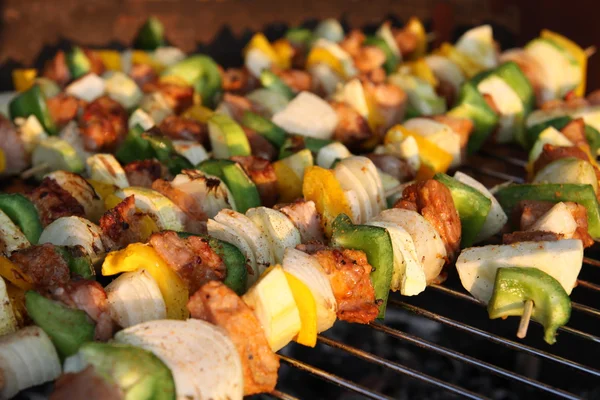 Barbecuing skewers — Stock Photo, Image