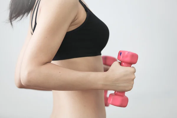 Training with dumbbells — Stock Photo, Image