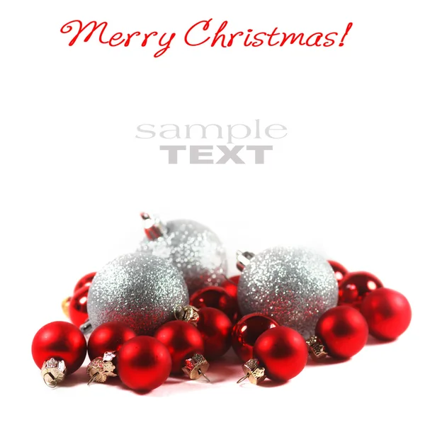 Christmas background with red baubles — Stock Photo, Image