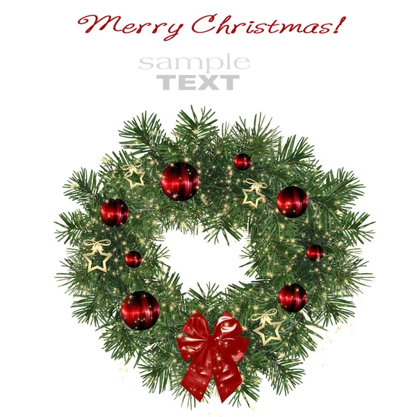 Christmas decoration wreath isolated on white background — Stock Photo, Image