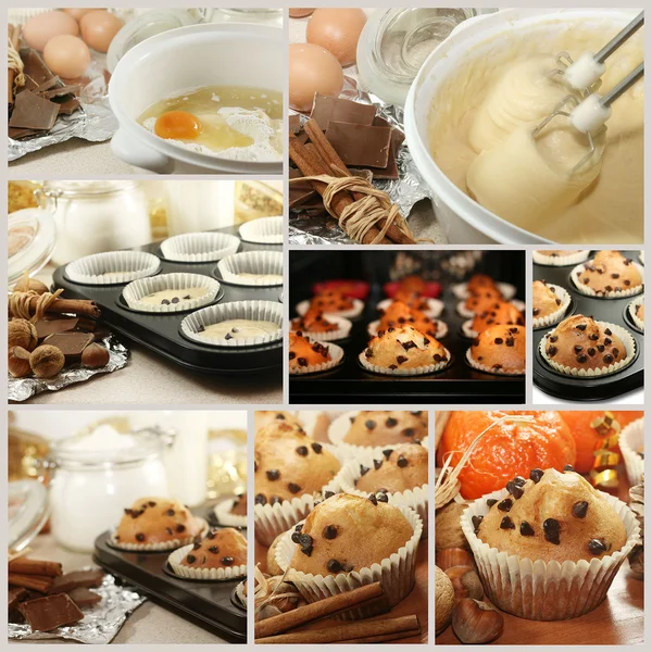 Chocolate chip muffins fresh from the oven — Stockfoto