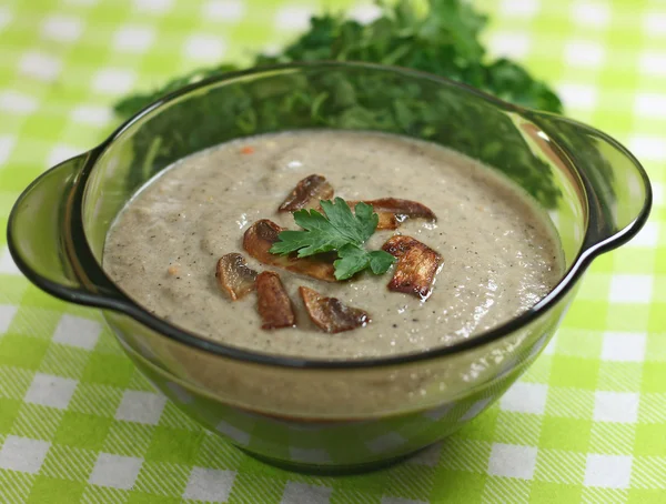 Traditional polish mushroom soup with cream — Stok fotoğraf