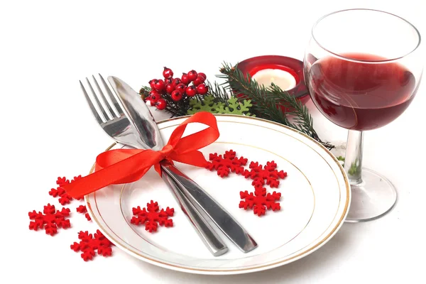 Kerst tafel dekken — Stockfoto