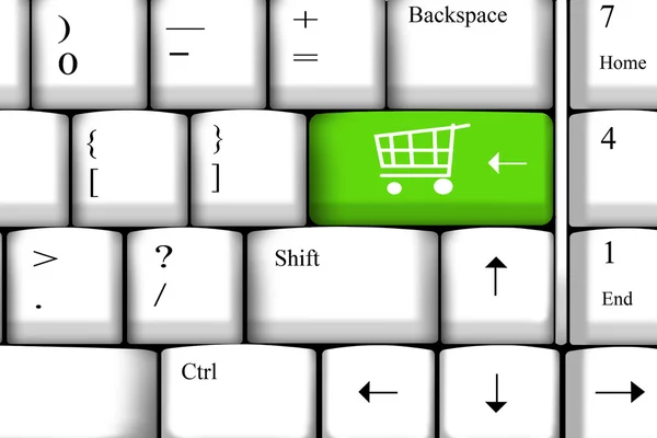 オンライン ショッピングやショッピング カートのシンボルのインターネット ショップ コンセプト. — ストック写真