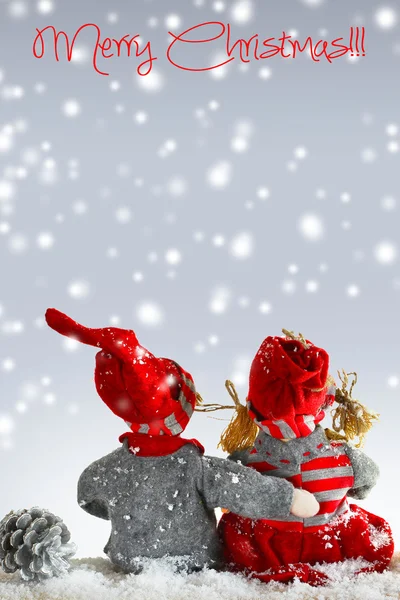 Dwie lalki na Boże Narodzenie czas świąt Bożego Narodzenia. historia Bożego Narodzenia. — Zdjęcie stockowe