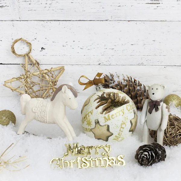 Jul dekoration över trä bakgrund — Stockfoto