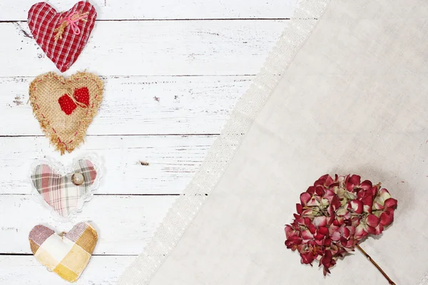 Composición de hortensias en fondo de madera — Foto de Stock