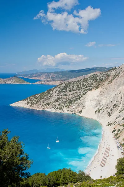 Myrtos Beroemde Strand Kefalonia Griekenland — Stockfoto