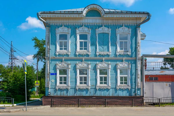 Tomsk Egy Öreg Fakereskedő Háza Voykova Utcában — Stock Fotó