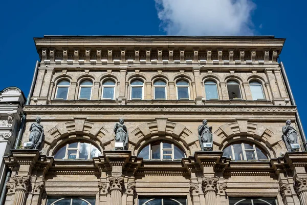 Moskou Een Fragment Van Gevel Van Het Gebouw Van Voormalige Stockfoto