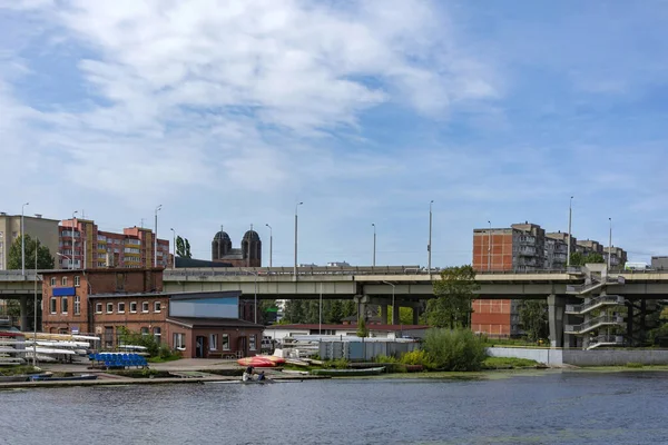 Kaliningrad View Second Trestle Bridge Pregolya River Admiral Tributs Embankment — Stock Photo, Image