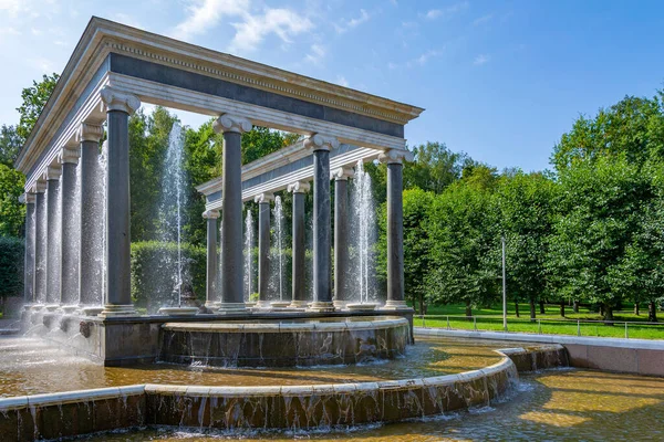 Peterhof Rusland Augustus 2021 Leeuwencascadefontein Het Lower Park Peterhof Sint — Stockfoto