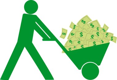 el arabası dolusu para ile iş adamı.