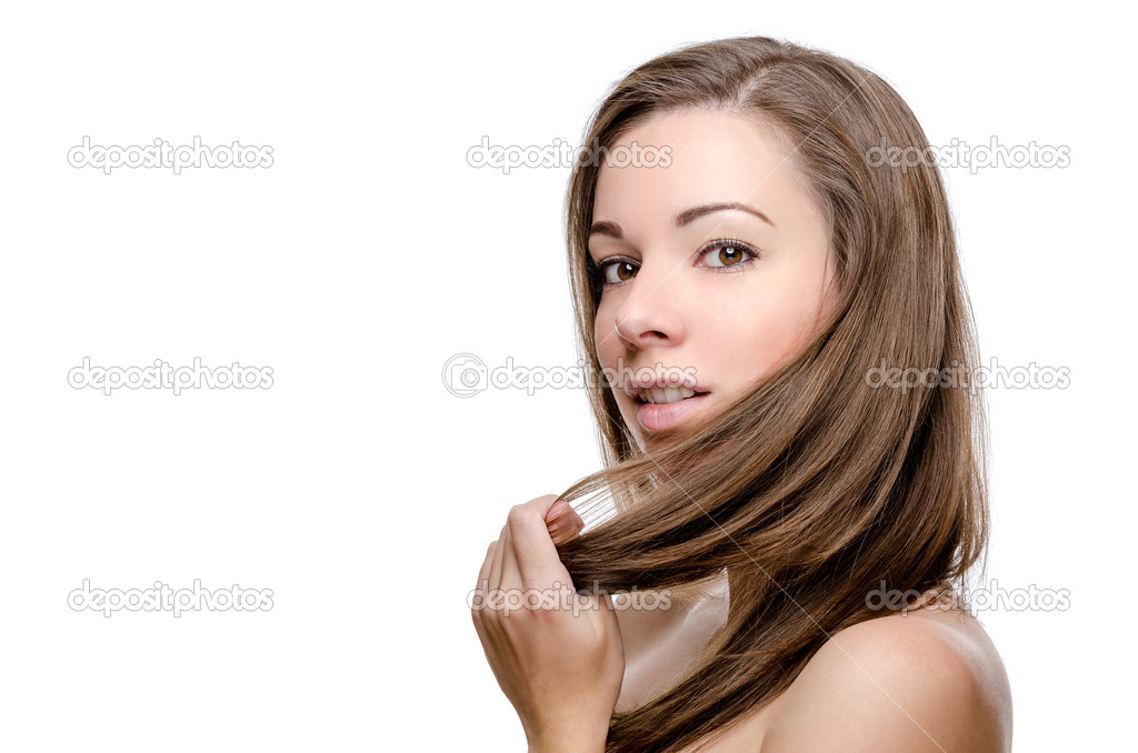 Eautiful woman touching her hair