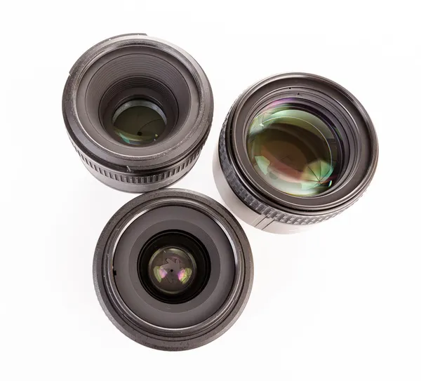 Tre obiettivi della fotocamera — Foto Stock