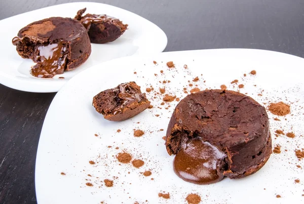 Twee chocolade souffle Stockfoto