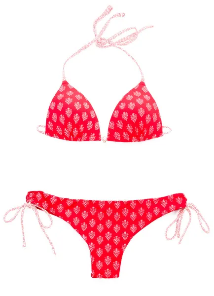 Beyaz üzerine kırmızı bikini - Stok İmaj