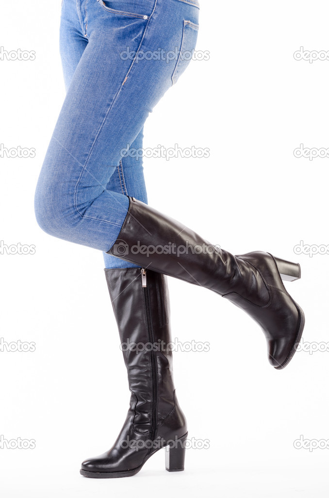 Upraised legs with jeans