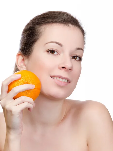 오렌지와 아름 다운 여자 로열티 프리 스톡 이미지