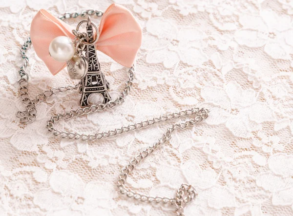 Eiffel tower with lace — Stock Photo, Image