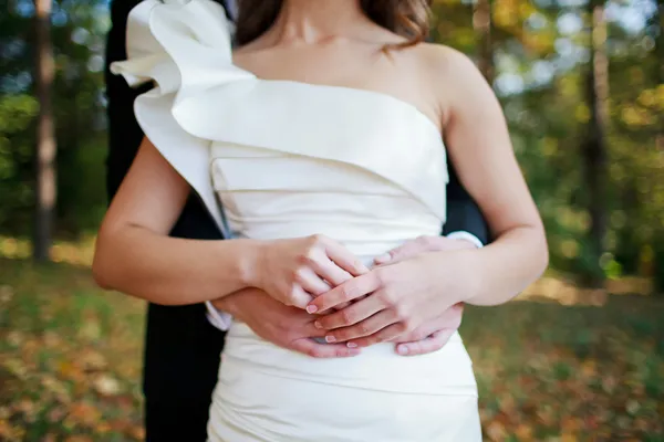Wedding Couple Holding Hands — Stock Photo, Image