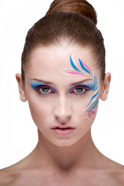 Fashion make-up with face art. — Stock Photo, Image