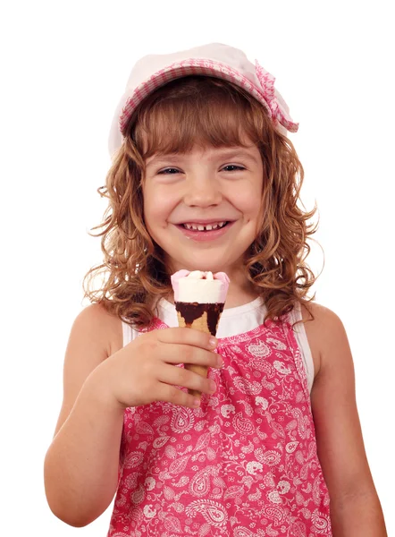 快乐的小女孩与冰淇淋 — 图库照片