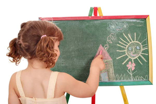 Little girl drawing on board — Stock Photo, Image