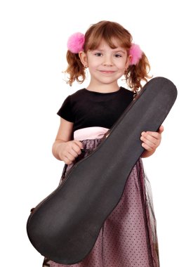 Little girl holding violin case clipart