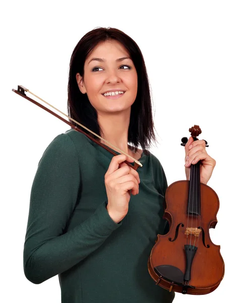 Krásná dívka s houslemi — Stock fotografie