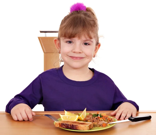 Little girl with healthy breakfast — Stock Photo, Image