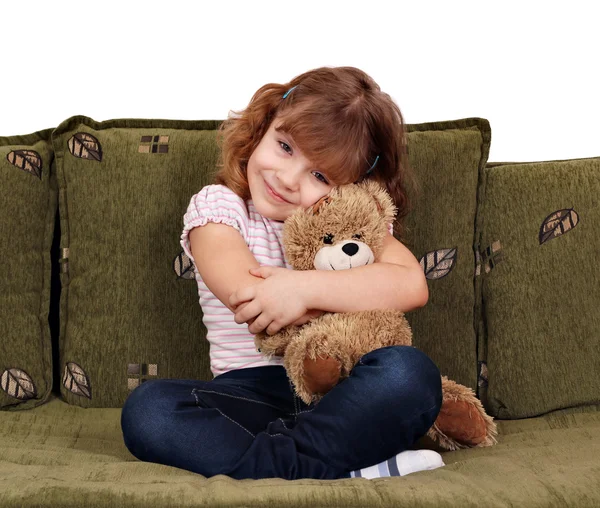 Kleines Mädchen mit Teddybär — Stockfoto