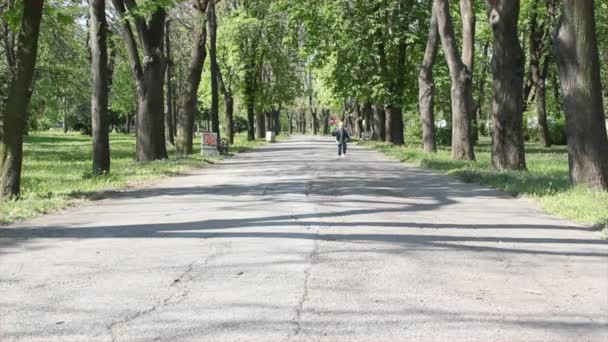 Niño correr en el parque — Vídeo de stock