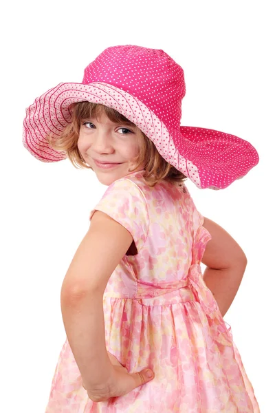 Beautiful little girl with big hat — Stock Photo, Image