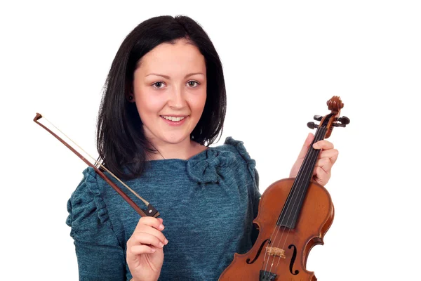 Beautiful teenage girl with violin — Stock Photo, Image