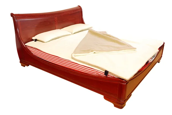 分離された高級木製ベッド — ストック写真