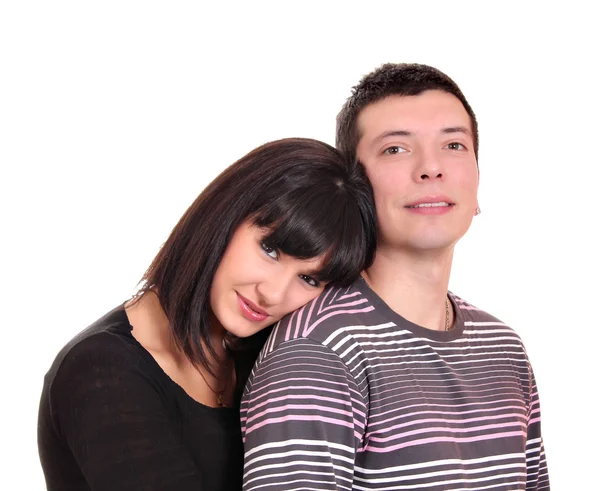 Retrato de pareja joven sobre blanco — Foto de Stock