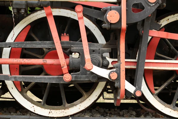 Old steam locomotive wheels — Stock Photo, Image