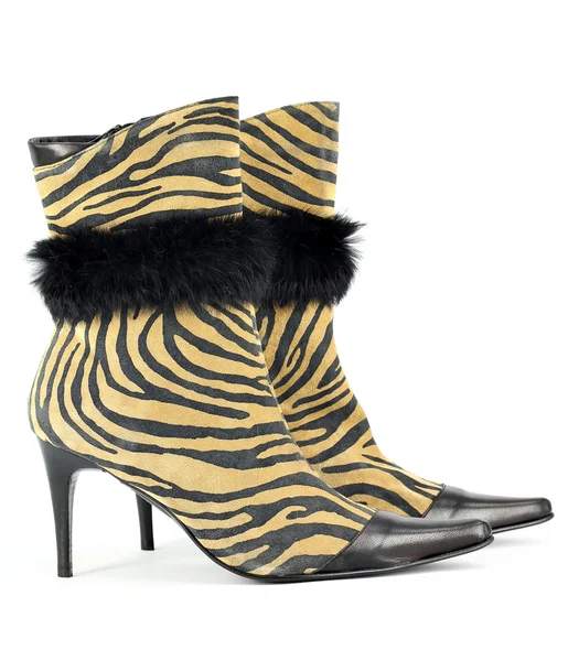 Vrouwen boot met tiger stripes op wit — Stockfoto