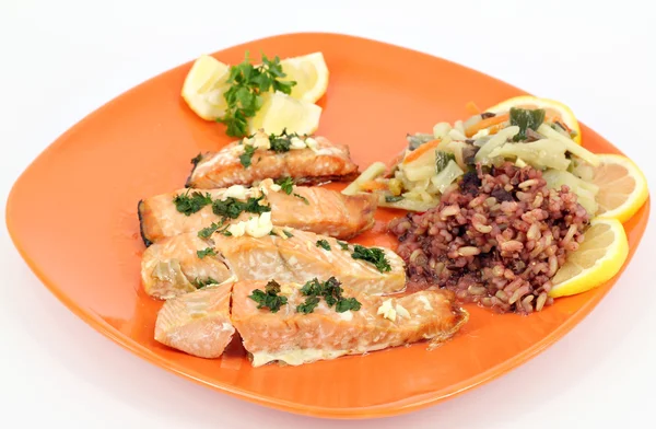 三文鱼沙拉健康饮食 — 图库照片