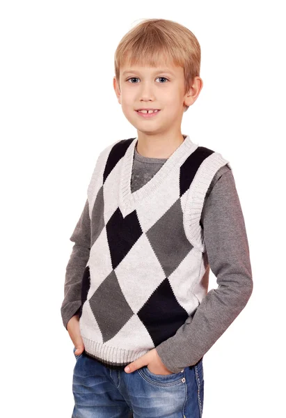 Boy portrait on white studio shot — Stock Photo, Image
