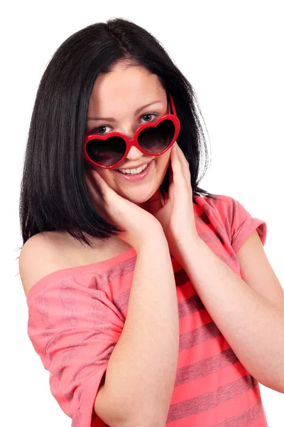 Piękna nastolatka z okulary portret — Zdjęcie stockowe