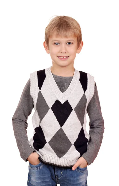 Pojke porträtt på vita studio skott — Stockfoto