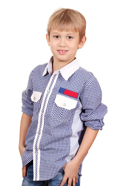 Happy Boy Portrait auf weißem Studioaufnahmen — Stockfoto